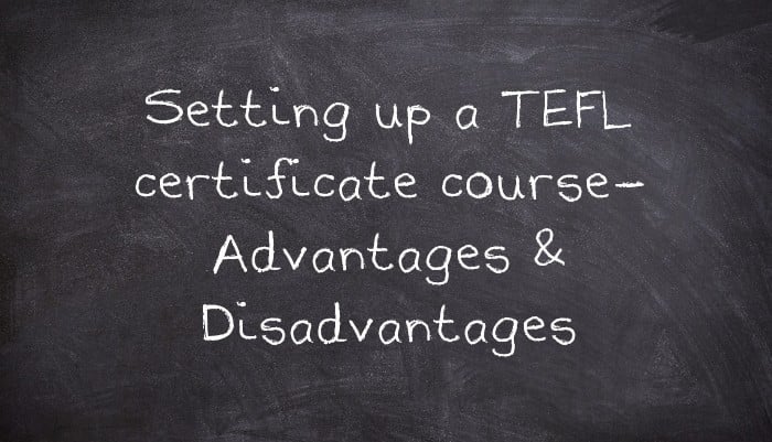 Setting up a TEFL certificate course- Advantages & Disadvantages