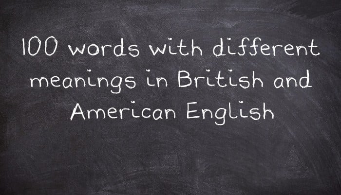 British English and American English words vocabulary differences
